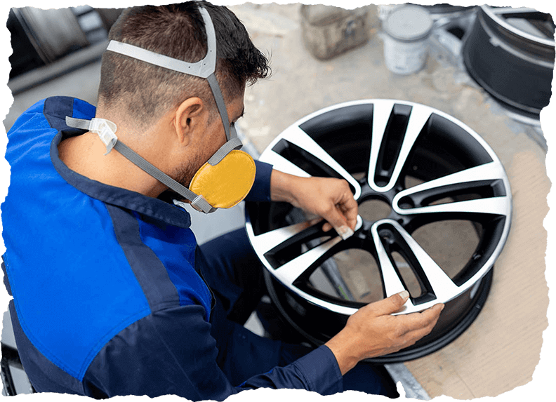 Close-up of alloy wheel maintenance for tire services in Calgary, CA
