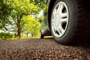 A picture of a car with a brand new wheel alignment